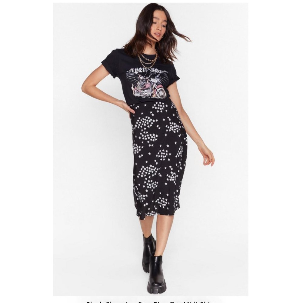 Shooting Star Bias Cut Midi Skirt